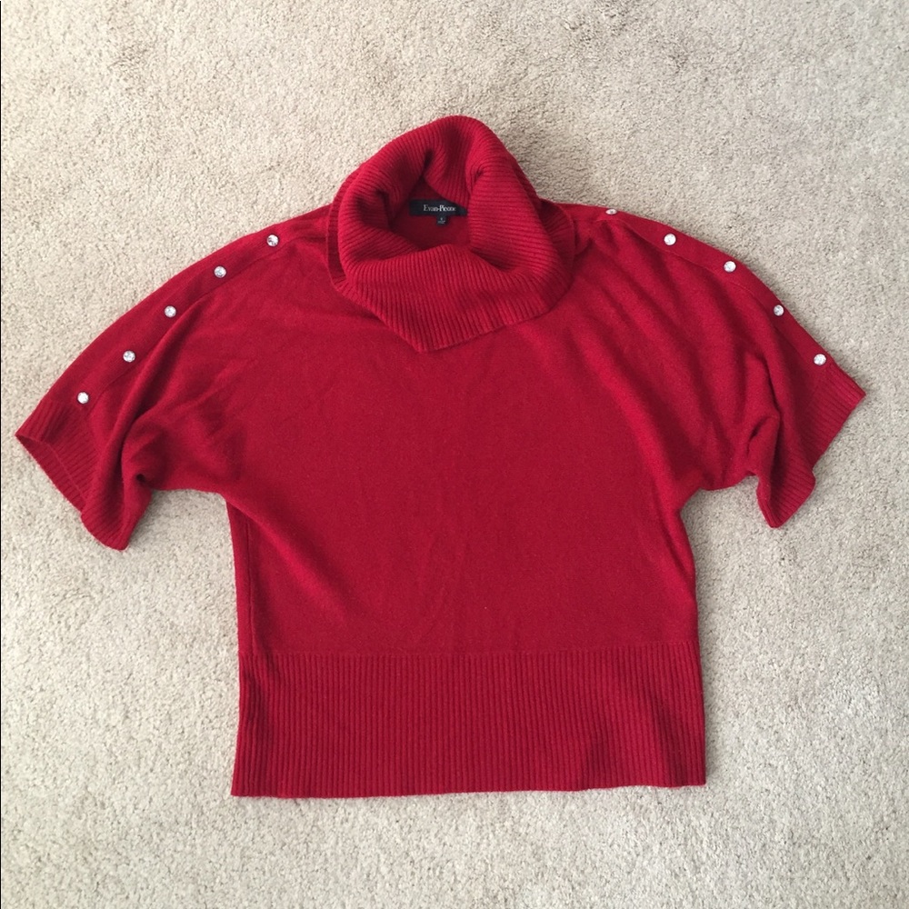 Red Sweater with Crystal Shoulder Detail- Size S